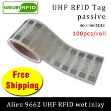 UHF RFID тег EPC 6C стикер Alien 9662 влажная инкрустация 915mhz868mhz860-960MHZ Higgs3 100 шт клей пассивный RFID этикетка