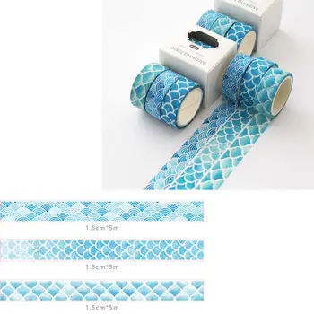 

3Pcs Ocean Washi Tape Set Cute Adhesive Tape DIY Decoration Sticker Scrapbooking Diary Masking Tape XXUC