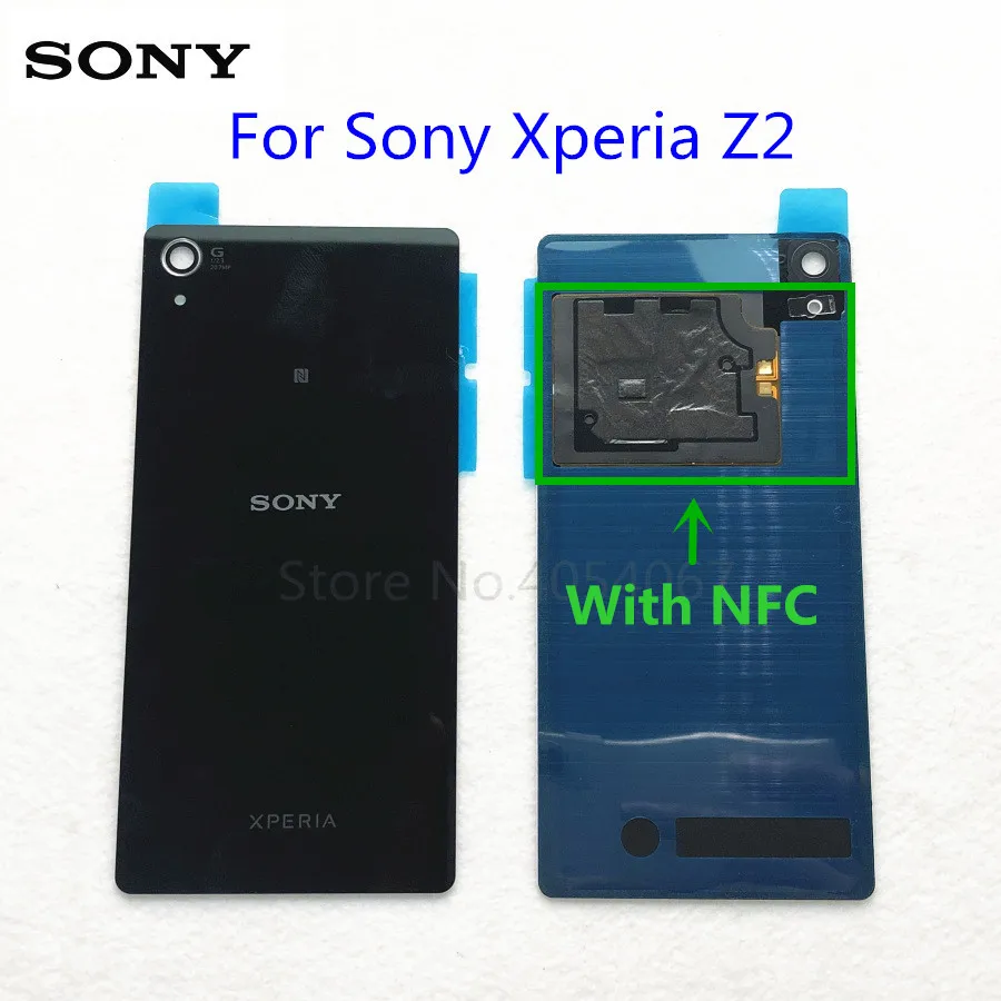 

For Sony xperia Z2 D6543 L50W D6503 Rear Glass Battery Cover Back Door Glass Housing Replacement + NFC Antenna