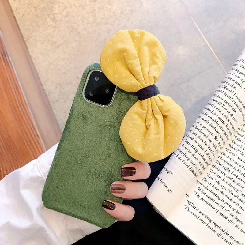 Модный чехол с воланами бантом острым углом для iPhone11 Pro Max 11 олень кашемир зима XR