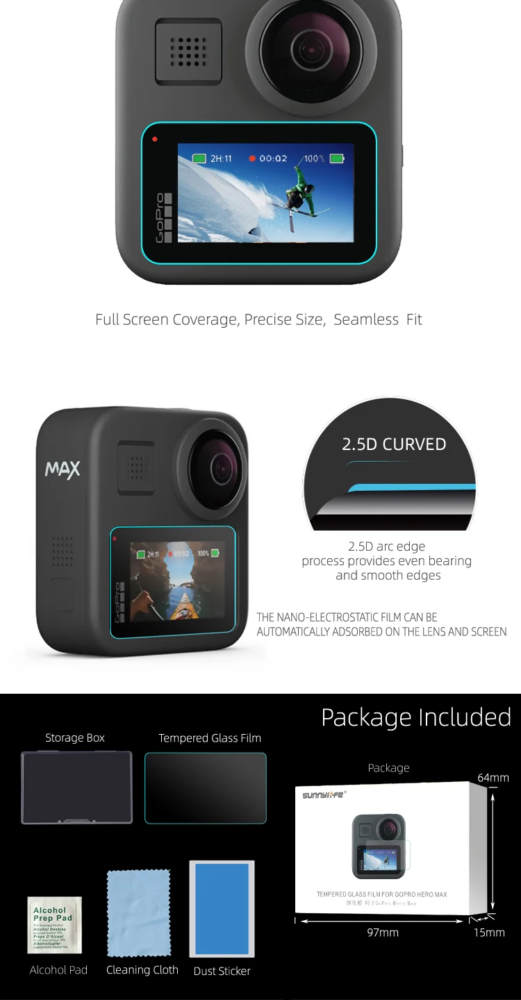 Защитная пленка для GoPro Max HD закаленное Стекло Экран протектор для GoPro Max спортивные Камера аксессуары