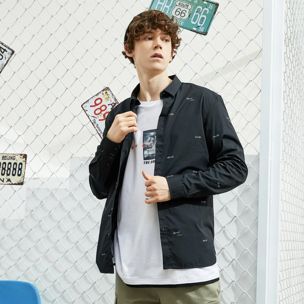 Goedkoop Metersbonwe Merk Mannen Smart Casual Shirts 2019 Lente Herfst Mannelijke Slanke Lange Mouwen Shirts Reguliere Katoen Mannelijke Basic Tops