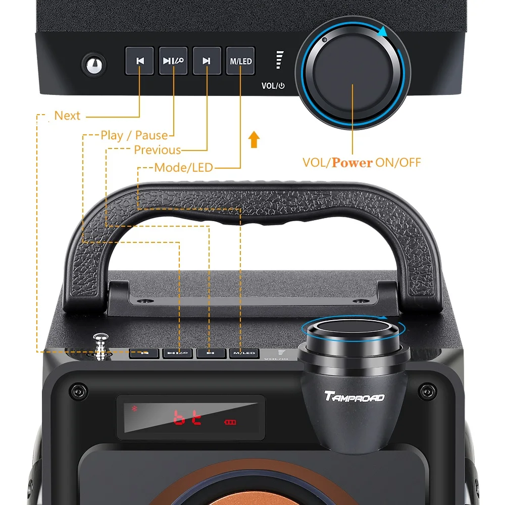 TOPROAD 20W Bluetooth Speaker Portable Wireless Stereo Bass Subwoofer Big Party Speakers Column Support FM Radio Remote Control bluetooth speaker piezoelectric speaker