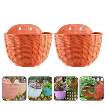 

2pcs Hanging Planter Wall Mounted Planter Creative Hanging Flower Plant Pot Green Rose Plastic Hanging Flowerpot