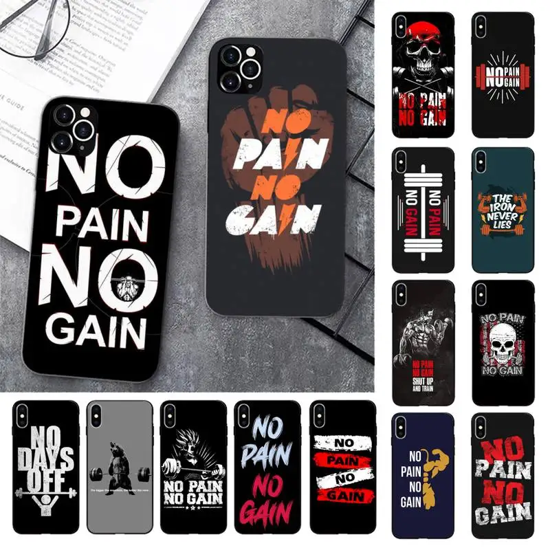 No Pain No Gain Gym Fitness Phone Case Per Iphone 13 11 12 Pro Xs Max 8 7 6 6S Plus X 5 5S Se 2020 Xr Case