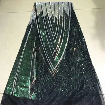 

2019 Latest African Lace Fabric With Big Sequins France Swiss Voile Lace High Quality African Tulle Cord Lace Fabric For Wedding