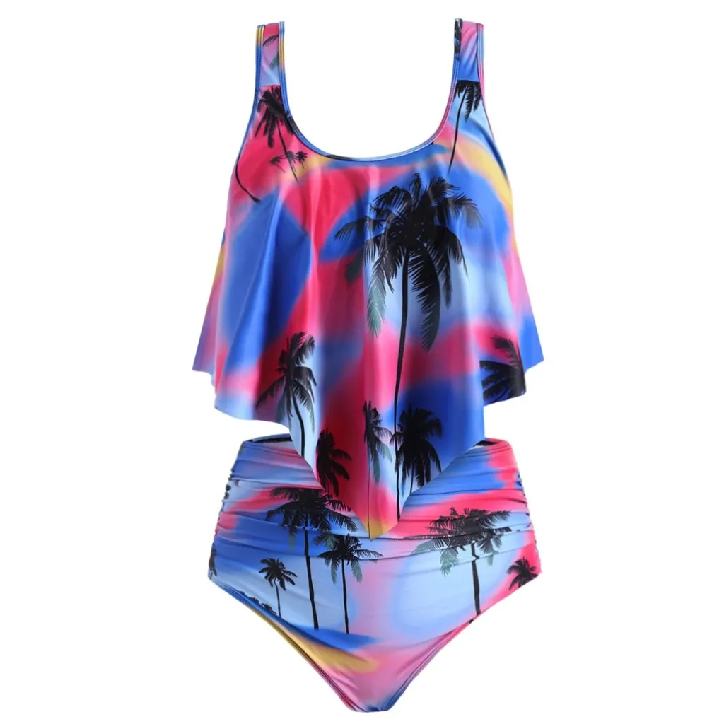 Женское бикини с чашками пуш ап и оборками| |