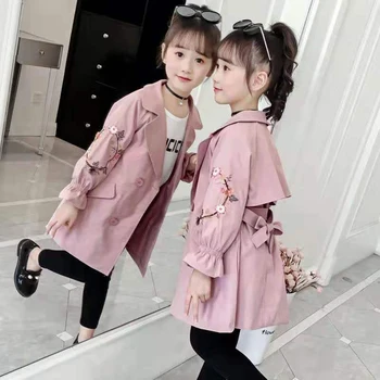 

Hot Selling Spring Autumn Girls Jackets Coats Pink/Grey Color Windbreaker Outerwear Age For 3-12 Kids Coats Baby Girl Clothes
