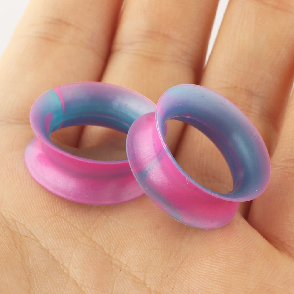 JUNLOWPY Soft Silicone Ear Gauges Flesh Tunnels Lobe Plugs Stretchers Expander Double Flared Tragus Body Piercing Jewelry 6-25mm