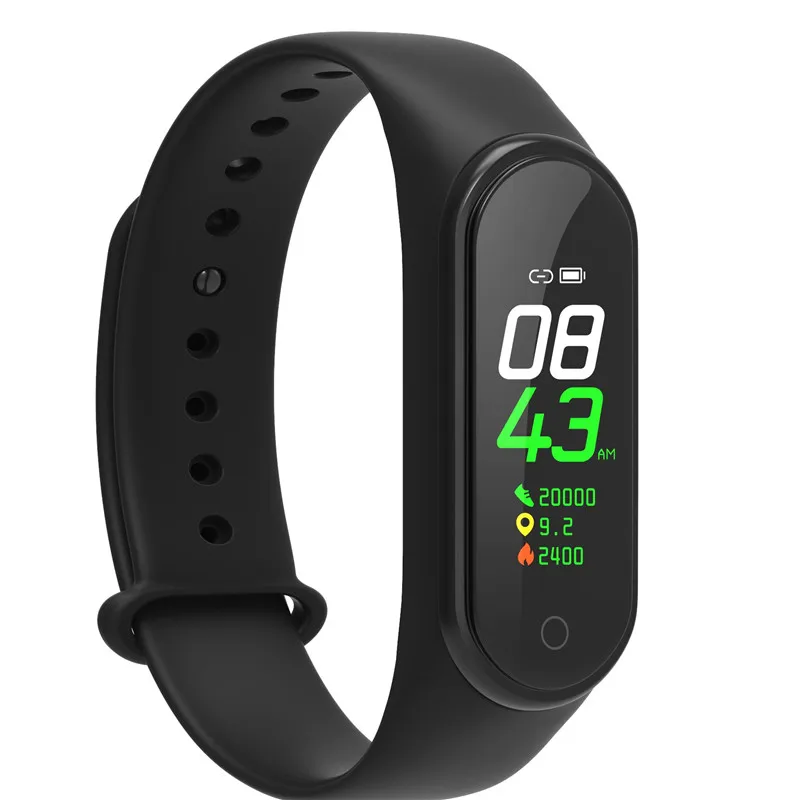 Смарт-браслет GIAUSA M4 Plus, кровяное давление, пульсометр, спортивные часы, фитнес-трекер, Smartband для Iphone, Xiaomi, Band 3, 4 - Цвет: Черный