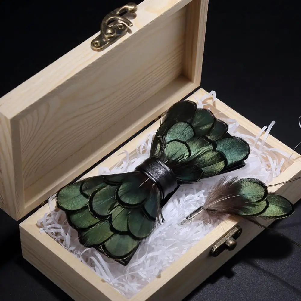 

Оригинальный галстук-бабочка RBOCOTT с зелеными птицами и перьями натуральный ручной работы брошь-бант в деревянной коробке подарочный набор для мужчин для деловой вечеринки