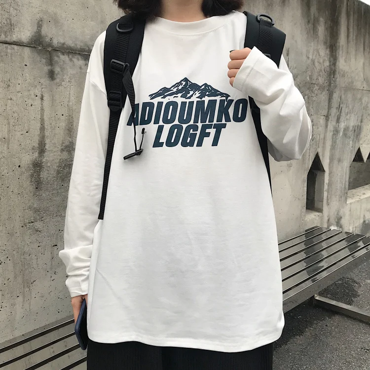 Ulzzang женский хип-хоп SuFeng Рендер без подкладки верхняя одежда с принтом пара bf свободная футболка с длинными рукавами пальто