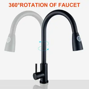 

360 S Spray Spout Faucet Stainless Steel Sink Tap Mixer Hot Single Handle Swivel Spout Kitchen Water Sink Mixer Tap Faucets