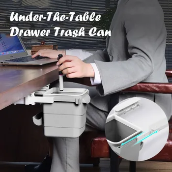 

Hidden Retractable Self-adhesive Office Desk Adhesive Dustbin Trash Can Garbage Waste Bin Grac Grac Cubo Basura Cocina # 3