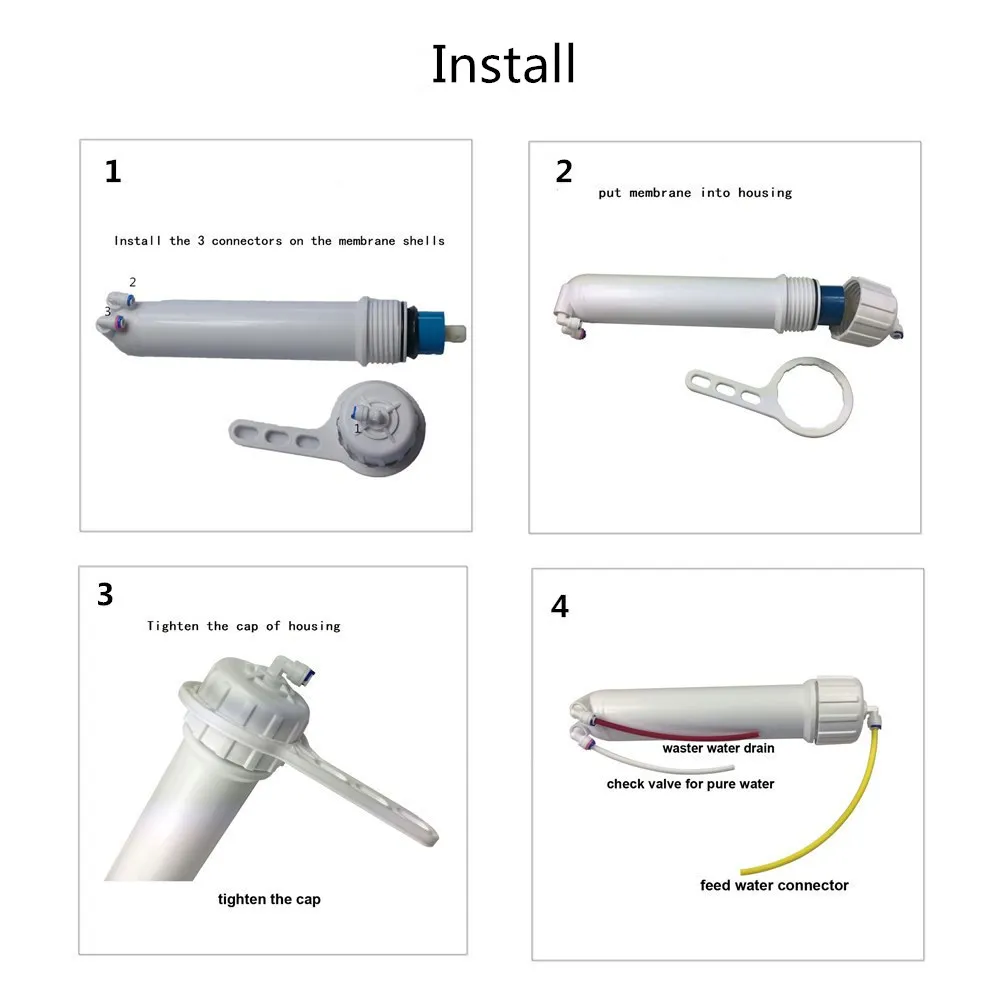 Фильтр для воды 75G ro мембрана и корпус с ключ для разъемов для обратного осмоса очиститель