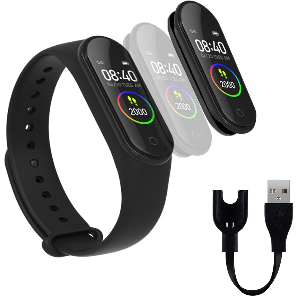  M4 Smart Band Fitness Bracelet With Pressure Measurement Messages Reminder Color Screen Waterproof  - 4000322147584