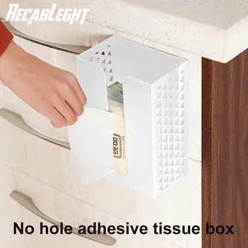 

Recableght Wall Mounted Tissue Box Napkin Toilet Paper Holder Punch-Free Storage Case Install Easily Durable And Lightweight