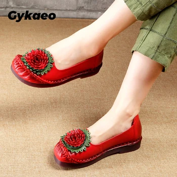 

Women Shoes 2020 New Handmade Ethnic Woman Flats Genuine Leather Flat Flower Moccasins Soft Bottom Loafers Slip on Ladies Shoes