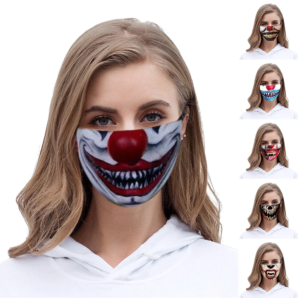 Joker Masks Fashion Novel Horrible Adult Printed Mouth Covers Funny Halloween Party Cospaly Mask Reusable Washable Mouth-Muffle |