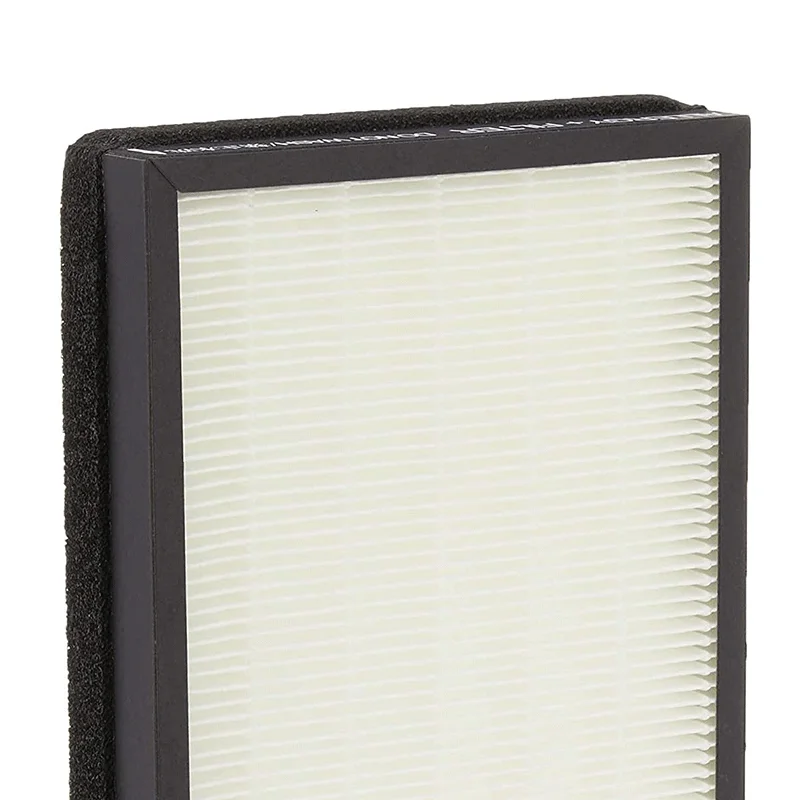 Détail des couches du filtre HEPA et charbon pour purificateur d'air, montrant la densité du matériau filtrant.
