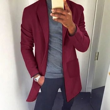 

Brand Men Winter Wool Blend Coat Men's New Fashion Warm Thick Woolen Coat Slim Fit Solid Color Male Trench Coat