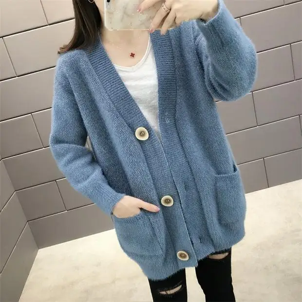 Blusas De Inverno Feminina, новинка 9270, зимний длинный вязаный кардиган с карманами, 66-1/F, 11 ряд, 5 полок