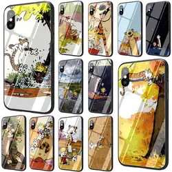 Чехол EWAU The Complete Calvin and Hobbes из закаленного стекла для iPhone 11 Pro 6 6S Plus 7 8 Plus X XS XR XS Max