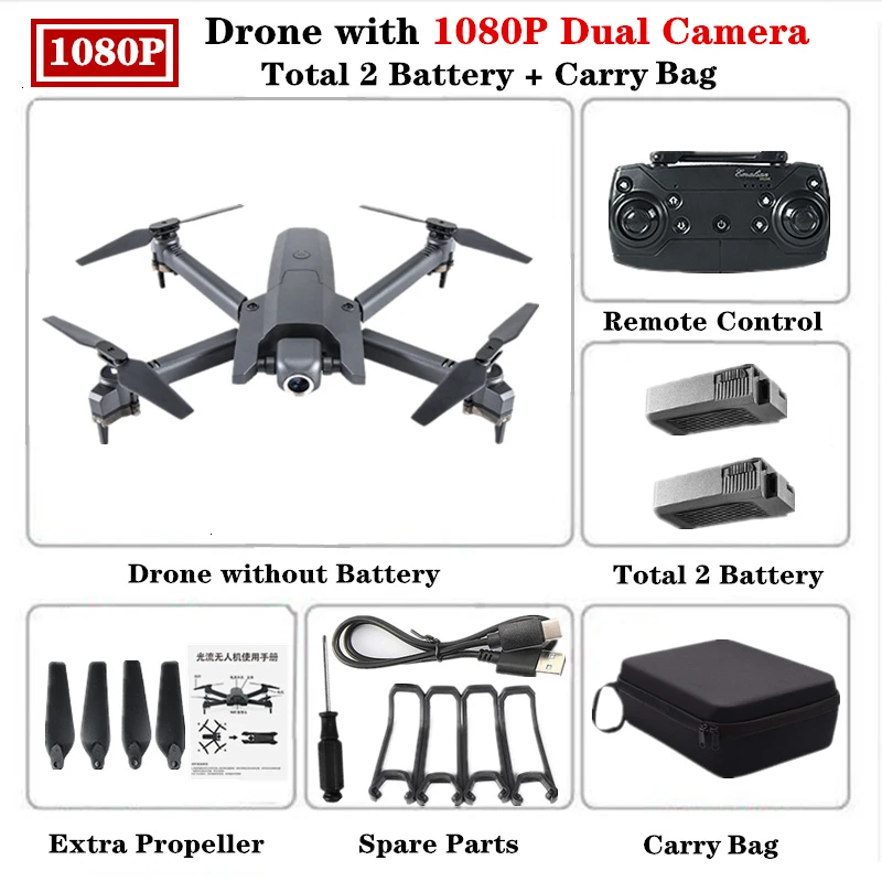 Радиоуправляемый Дрон Квадрокоптер с 4K HD WiFi FPV камера с высоким режимом удержания Квадрокоптер складной рычаг Вертолет VS E58 M69 SG106 игрушечный Дрон - Цвет: 1080P-Dual Camera-8