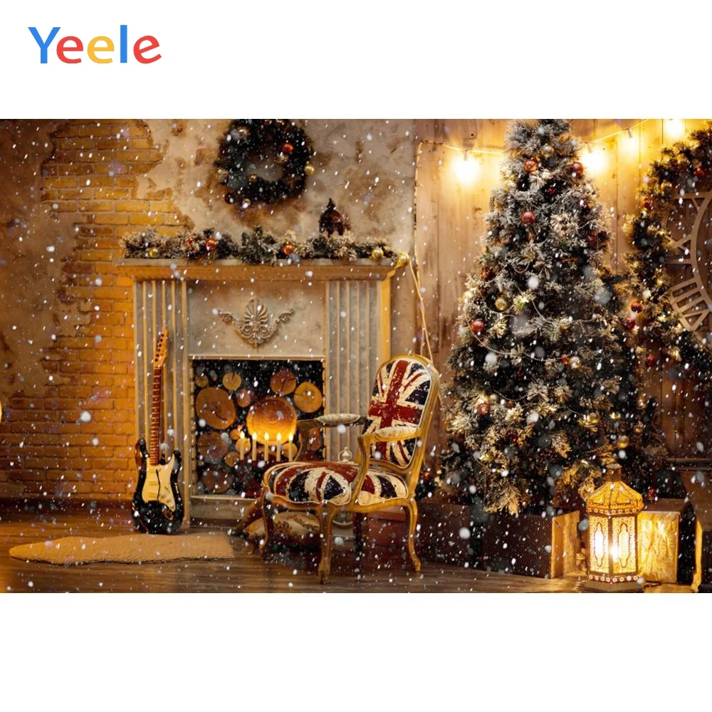 Фоны для фотосъемки Yeele с изображением рождественской елки камина звезд стула