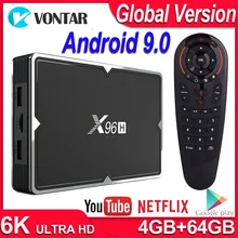 X96H TV BOX Android 9,0 Dispositivo de TV inteligente 4GB RAM 64G Quad Core Dual Wifi Netflix, Youtube Google Play Store 4K Android decodificador