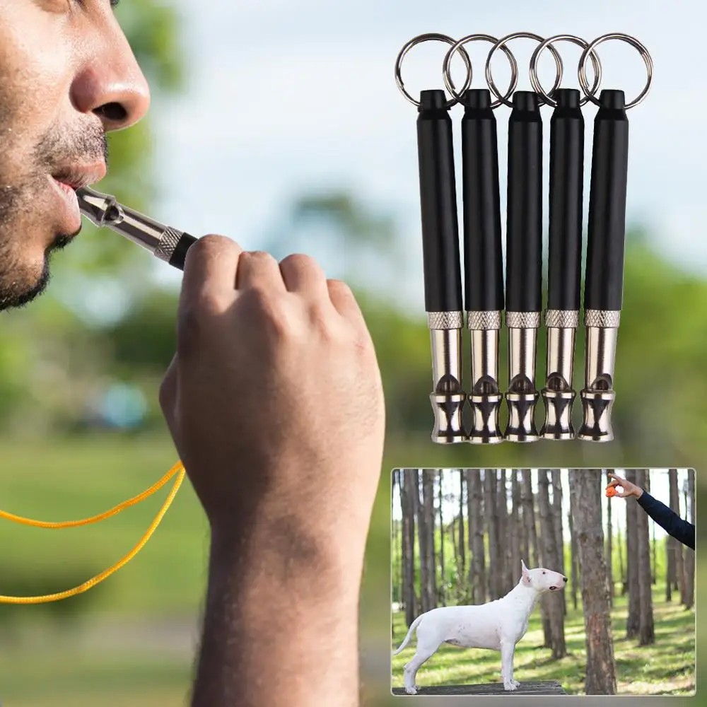 Descuento 1 Uds negro de dos tono flauta ultrasónica silbatos para perro para la formación de sonido silbato supersónico obediencia para mascotas cachorro de perro silbato w5KmnYEl9