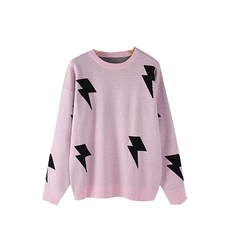 

Autumn Winter Fashion Womens Sweater Street-style Long Sleeve Pullover Top Coat Printed Knit Sweater 2020 Fall Female Clothes
