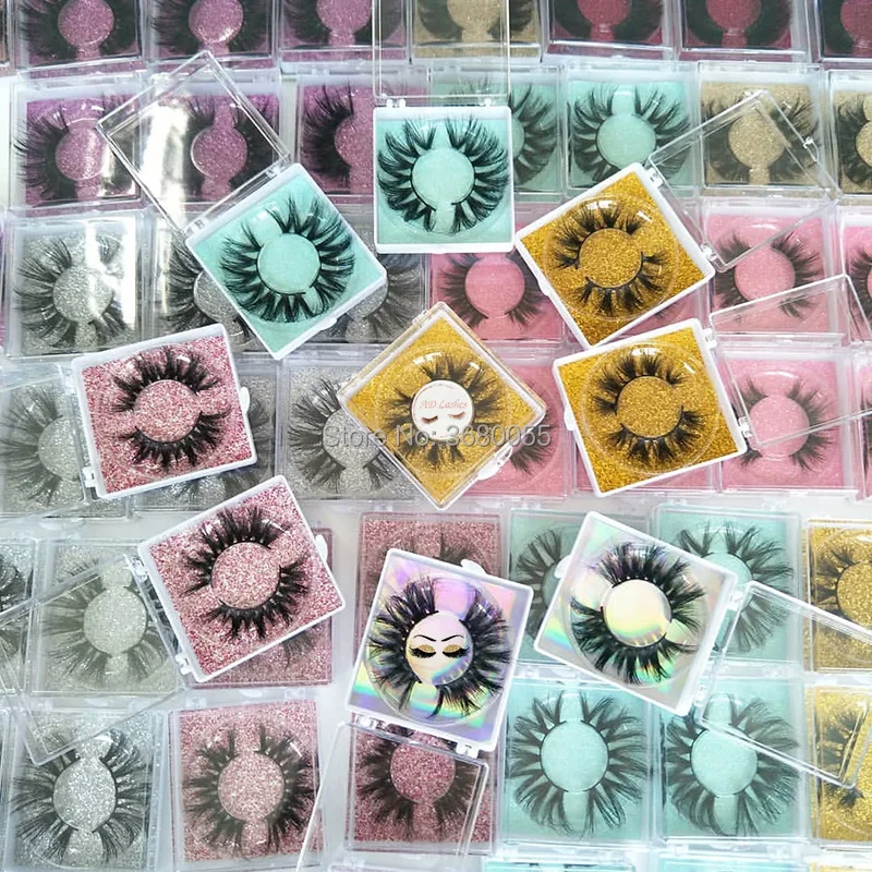 Free custom Logo 25mm lashes 30/50/100/200 Pairs Wholesale Glitter Paper Square case packaging Label Makeup Box Mink Lashes | Красота и