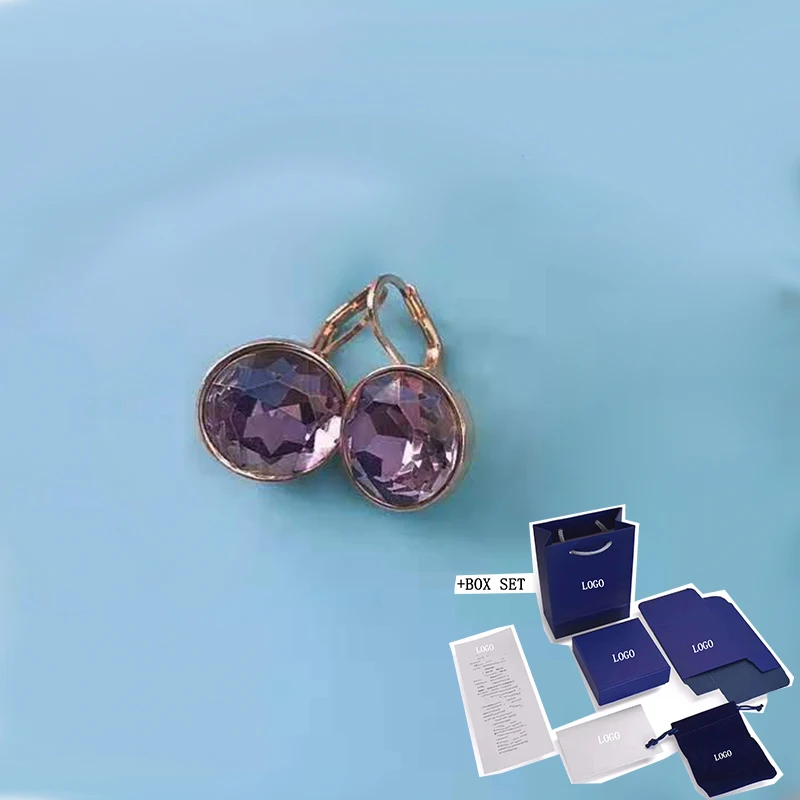 Classic Crystal From Swarovski Earrings For Women Fashion Clear Round  Crystal Drop Earrings Bijoux Valentine's Gift - Dangle Earrings - AliExpress