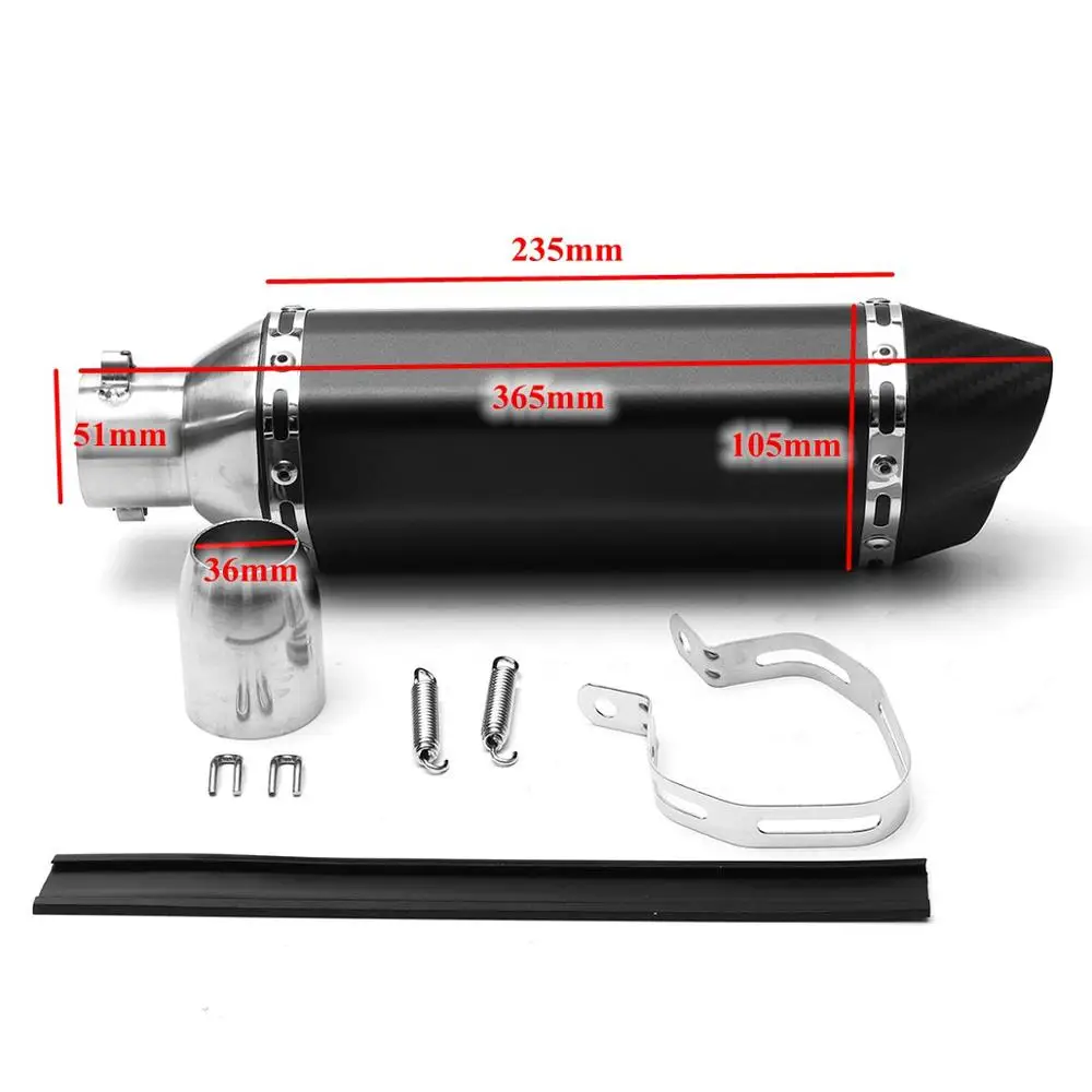 Черный Locomotive sports car street car 38mm-51mm motorcycle double air outlet exhaust carbon stainless steel ATV scooter muffler tube - Цвет: Черный