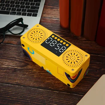 

Portable Bluetooth Speaker Super Bass Loudspeaker Wooden Wireless Speaker Column Alarm Clock Support TF FM Radio Music Center