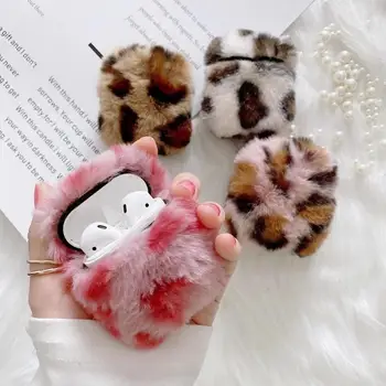 

Fuzzy Leopard Earphone Case For airpods1/2 Soft Cover for airpods 2 Wireless Bluetooth Plush hairly Protective Accessories