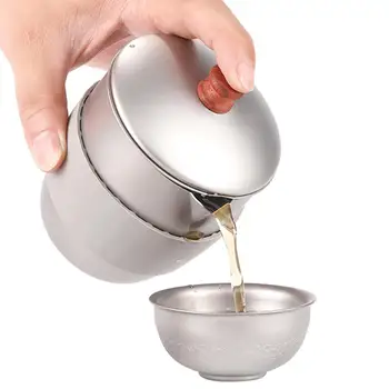 

300ml Titanium Teapot Metal Tea Maker Set with Mesh Infuser Rubber Sleeve Portable Heat Insulation Tea Kettle for Camping Picnic