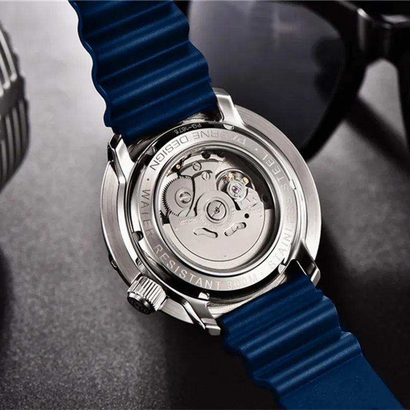 PAGRNE DESIGN Diving Watch Men's Sports Mechanical Watches 300M Waterproof Sapphire Crystal Automatic Wrist Watch Pagani Design