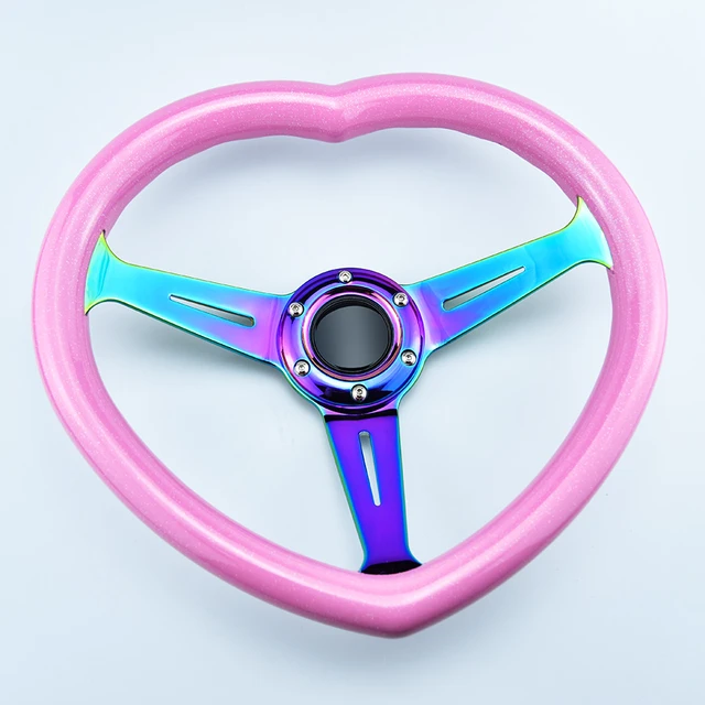 JDM Racing Sport Heart Steer Wheel White Carbon Look Heart Shape Steering  Wheel with Anime Horn Button - AliExpress