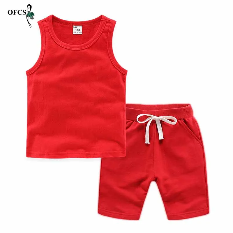 Sale Kids T-Shirt Suits Shorts Solid-Outfits Toddler Boys Girls Summer Unisex Vest Cotton GR6Je1KXWy8