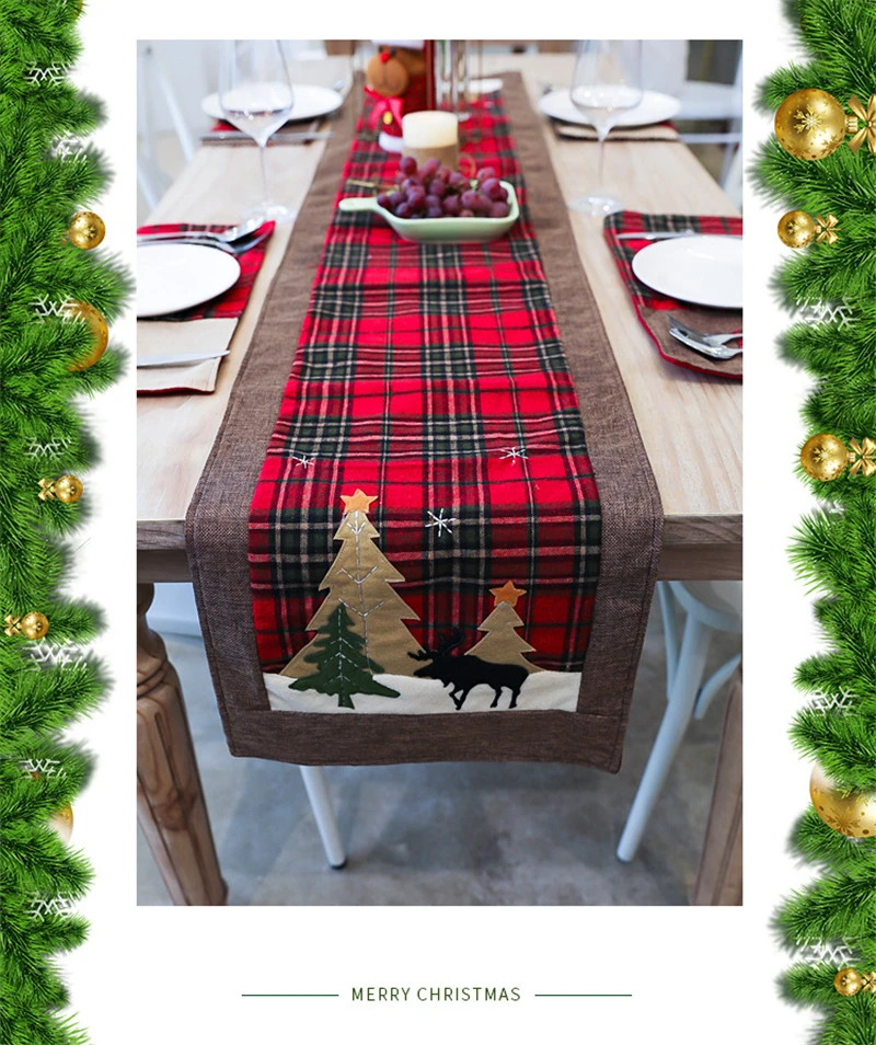 Creative New Christmas Table Runner Placemats Cotton polyester Scottish Plaid Table Mat Restaurant Table Cover Party Home Decor