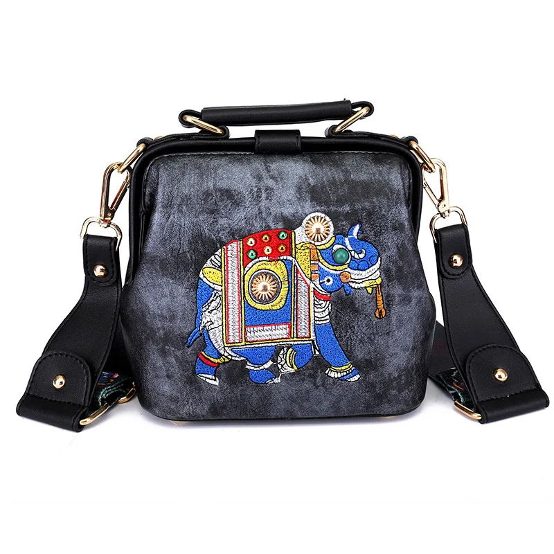 

2018 Summer New Style Doctor's Bag Ethnic-Style Embroidered Elephant Bag Shoulder WOMEN'S Bag Handbag