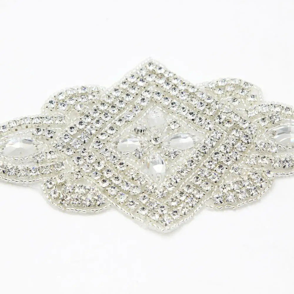 Crystal Rhinestone Beaded Applique Wedding Bridal Dress Belt Sash Sewing Crafts