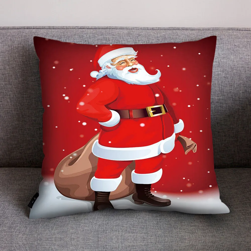 Веселая Рождественская наволочка для подушки Санта-Клаус с рождественским принтом квадратный льняной диван-кровать наволочка для подушки Cuscini Decorativi дропшиппинг - Цвет: C