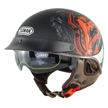 

Original Retro Open Half Face Motorcycle Helmet casco capacete moto Helmets Dot/GB Approved For Soman SM202
