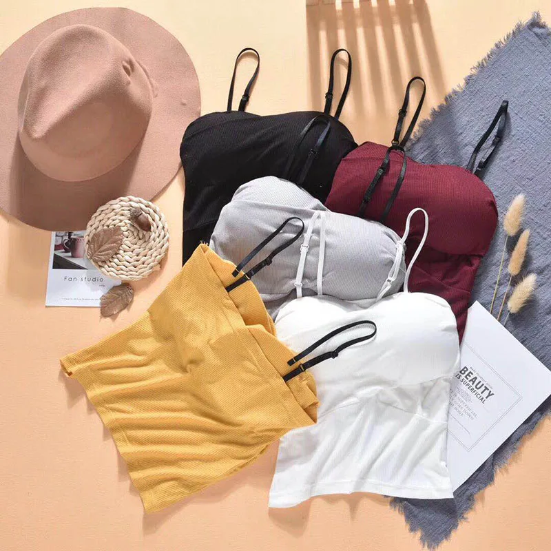 

Summer Sexy Sling Camisoles Bottoming Vest Summer Anti-glare Without Rim Wrapped Ladies Tanks