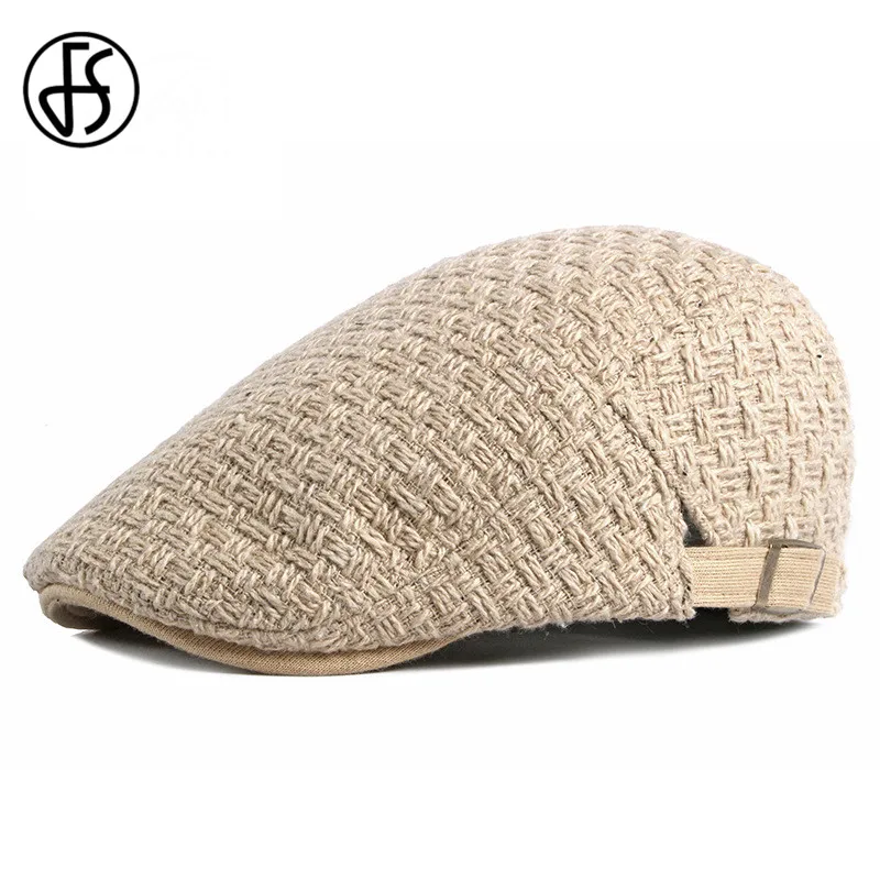 FS Винтажный Мужской теплый вязаный берет таксистка Gastby плоская шапка осень зима мужские шапки британский стиль черный хаки береты