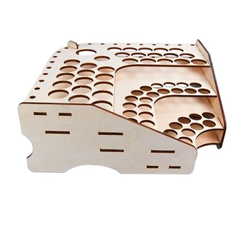 

81 Hole Wooden Pigment Bottle Storage Organizer Color Paint Ink Brush Stand Rack Modular Holder School