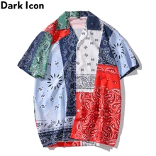 Dark Icon Bandana Hawaiian Shirt Men Women 2020 Summer Patchwork Vintage Men's Shirt Street  Shirts for Men